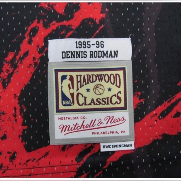 1997-98 Dennis Rodman #91 Bulls Mens Mitchell & Ness Marble Swingman Jersey $155 - Picture 5 of 5